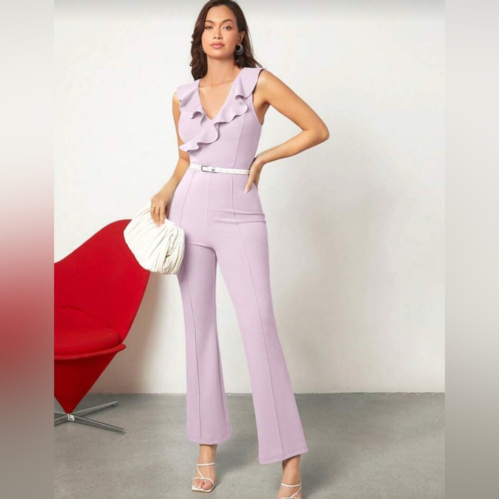 Ruffle V-Neck Jumpsuit